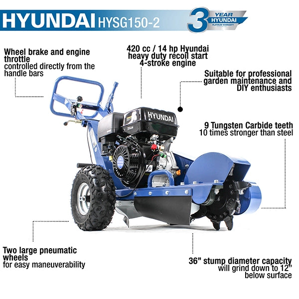 Hyundai HYSG150-2 420cc Petrol Stump Grinder