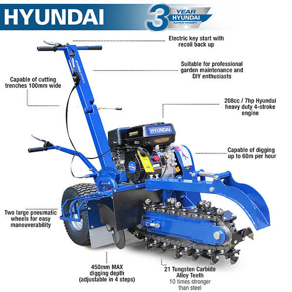 Hyundai HYTR70 210cc Petrol Trencher