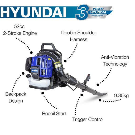 Hyundai HYB5200 52cc Petrol Backpack Leaf Blower